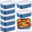 Nuogo 8 Pcs 1 Cup Silicone Freezer Containers with Lid Soup Freezer Molds Silicone Soup Containers Rectangle Trays Reusable Food Preserving Tray Ice Trays for Soups Sauces Stews(Dark Blue)