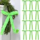 Hoteam 12pcs Large Furry Christmas Bows 11 x 18 Inch Faux Fur Tree Topper Decorations Rustic Fluffy Ornaments for Christmas Tree Wreath Door Porch Farmhouse Holiday Party Decor(Green)