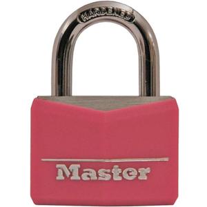 Master Lock Pink Covered Aluminum Keyed Padlock with Steel Shackle, Lock for Gym or School Locker with 1-9/16 Inch Lock Body, 146D Master Lock Pink Covered Aluminum Keyed Padlock with Steel Shackle, Lock for Gym or School Locker with 1-9/16 Inch Lock Body, 146D