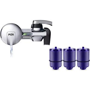 PUR Faucet Mounted Water Filter System with 4 Filters, Chrome Horizontal (8789878)