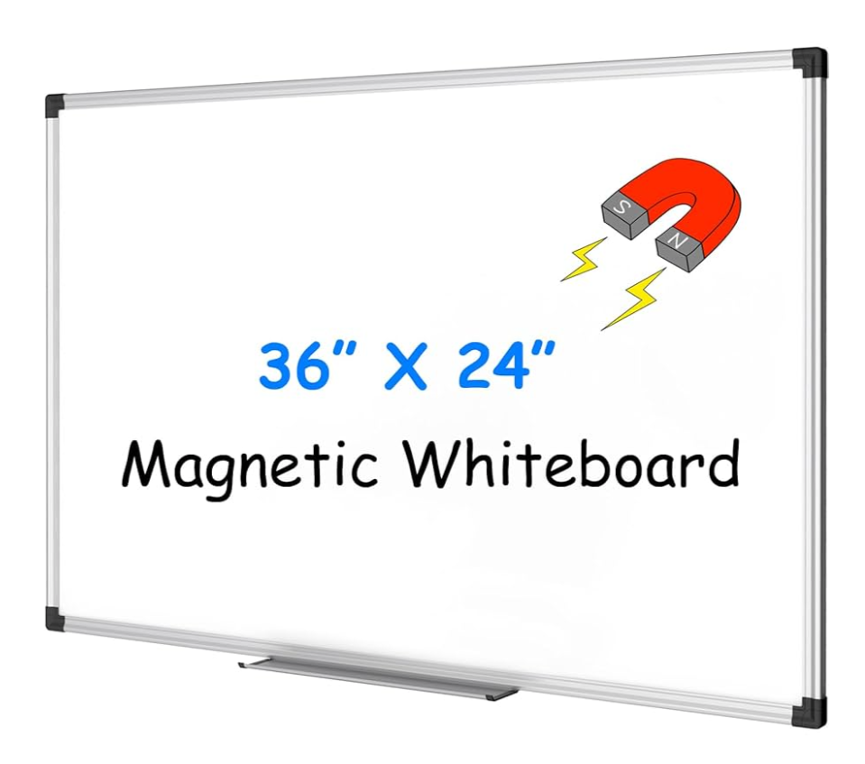 XBoard Magnetic Whiteboard 36 x 24 Inch, Hanging Dry Erase Board with Aluminum Frame & Marker Tray 3' x 2' | Wall Mounted Magnetic White Board for Home School Office