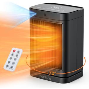 XHK Space Heaters with Motion Sensor,Portable heaters for Indoor Use,Electric Small Heaters for Large Room Bedroom Office Garage Desk,1500W Ceramic Heating with Remote,Oscillating,Timer,Thermosta (10")