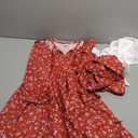 Women's Sexy V Neck Wrap Tie Knot Front Ruffle Mini Dress Belt Flare Sleeve Floral Flowy Swing Beach Sundresses, Size S