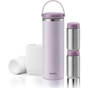 Papablic 360 CapsuleChill Breastmilk Cooler for 36H Safe Storage, Stress-Free Portable Breast Milk Chiller for Working Mom, 20oz Travel Cooler with 2pcs Stainless Steel Baby Bottles, Lilac Purple