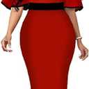 Xinlees Women's Bodycon Pencil Dress Sexy Short Ruffles Sleeve Clubwear Basic Fitted Outfits Casual Midi Dresses M