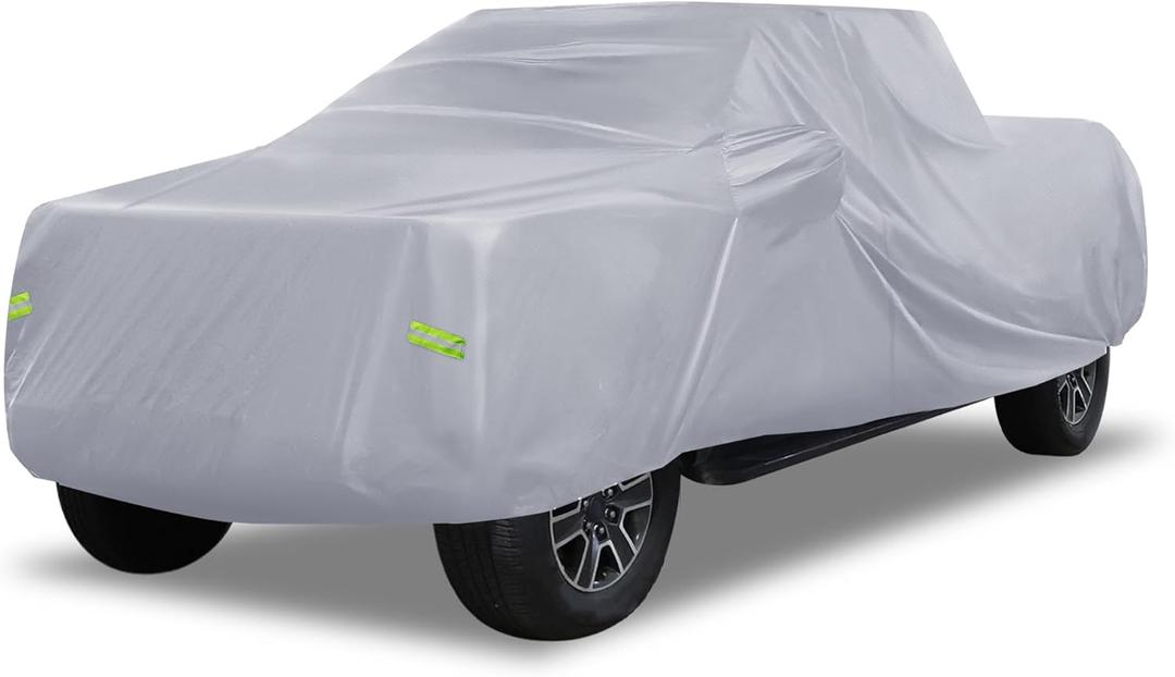 ACROPIX Waterproof Car Cover for Ford F150 Crew Cab All-Weather Protection Against Rain, Sun, Snow Full Exterior Cover with Driver Door Zipper UV-Resistant
