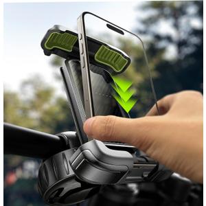 LISEN Bike Phone Holder, [Super Easy Install] Motorcycle Phone Mount Ebike Accessories Bicycle Handlebar Holder Mount Gift for Adults Kids Mountain Mini Bike Gear Accessories for iPhone Samsung Pixel (Black)