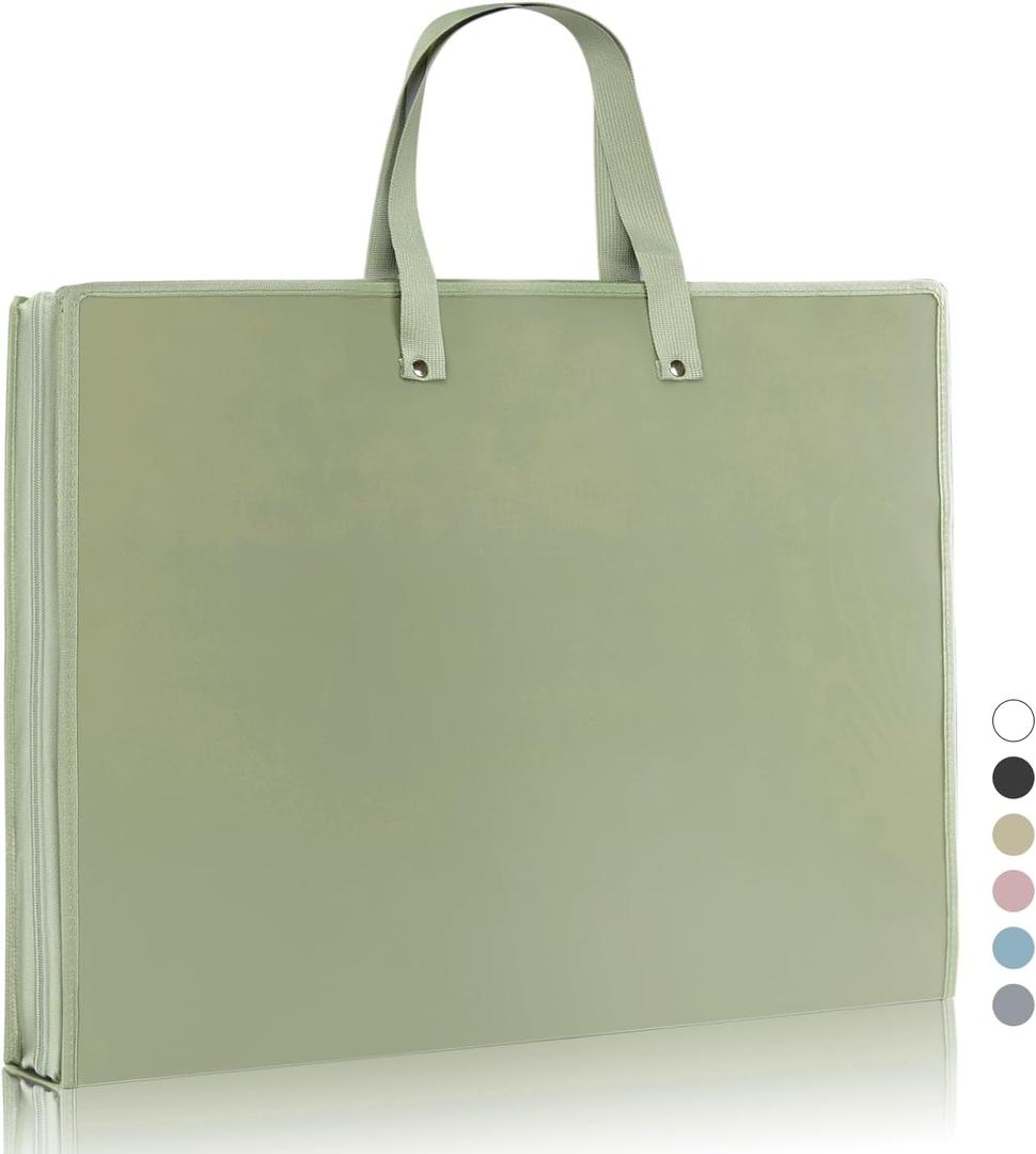 Art Portfolio Bags Storage Books (23.2 * 18.1inches) for Art Portfolio Folder, Posters Storage Bag with Zipper and Handle Mesh Folder Organizers for Poster, Painting Green
