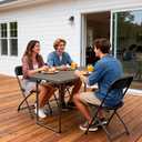 Folding Table, 4FT Foldable Picnic Table with Carrying Handle, Heavy Duty Fold-in-Half Portable Table for Weddings, Camping, RV Travel, Parties, BBQs, and Indoor Use, Easy to Fold and Store, Khaki