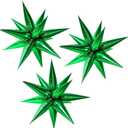 3pcs 26inch 3D Explosion Star foil balloon, Green Foil Cone Starburst Balloons for Birthday Wedding New Year Party Event