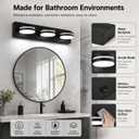 3-Light Bathroom Vanity Light Over Mirror, (24inch Dimmable) Matte Black LED Vanity Lighting Fixtures, Modern Bathroom Wall Light Fixtures with 360Rotating Lamp Head (Cool White 5500K)