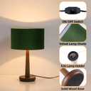 18.5" Table Lamp for Living Room, Dimmable Modern Walnut Wood Desk Lamps for Bedroom, UL Listed Nightstand Lamp, End Table Lamps for Console Entryway, Office, Dorm, Home Decor, Green Velvet Shade