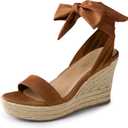 DREAM PAIRS Womens Open Toe Espadrilles Wedges Tie Lace Up Cute Ankle Strap Platform Sandals Dressy Shoes,Size 6.5,Brown-Suede,SDPW2301W