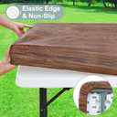 misaya Rectangle Vinyl Tablecloth, Fitted Table Cover, Waterproof, Elastic Edge, Plastic Table Cloth Fit 6 Foot Folding Tables for Picnic, Indoor and Outdoor (Oak Wooden Grain, 30 x 72 inch)