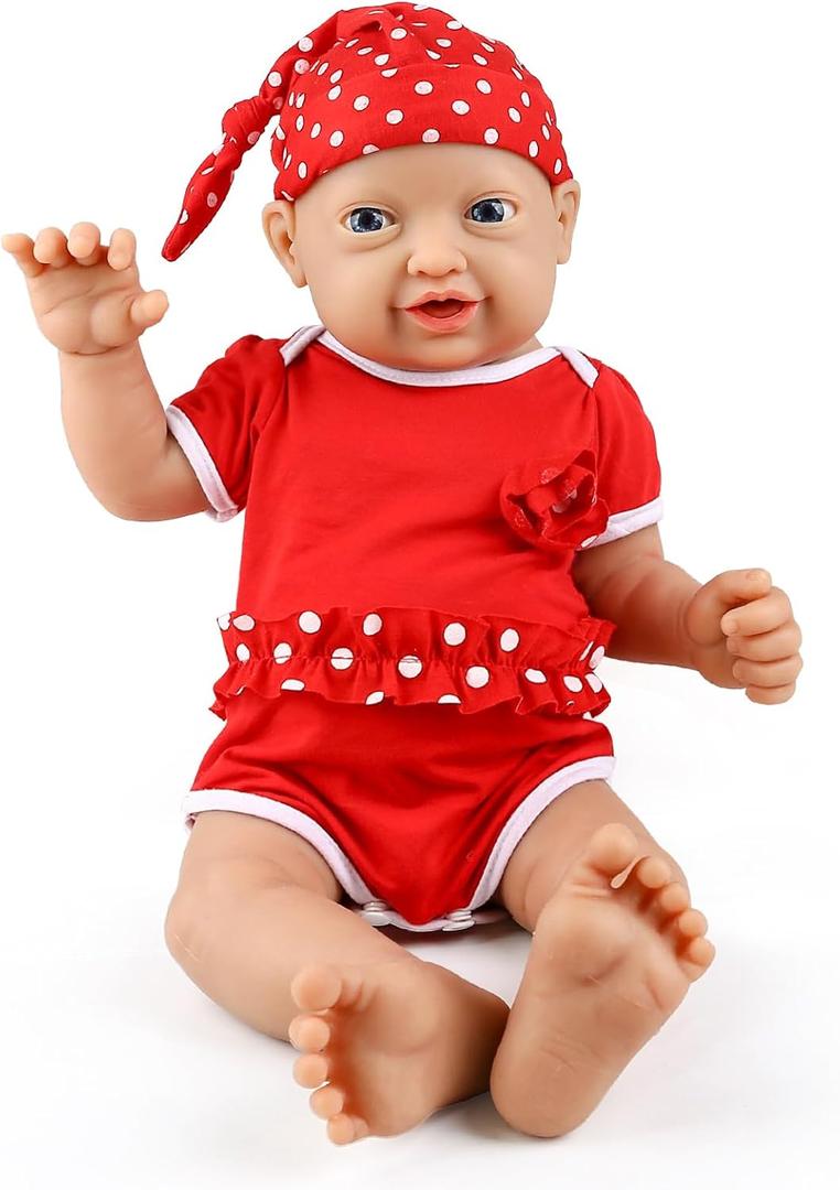 IVITA 16 inch Realistic Full Body Silicone Baby Dolls That Look Real, Soft Realistic Newborn Silicone Baby Dolls Gifts for Kids,Birthday Gifts - Girl