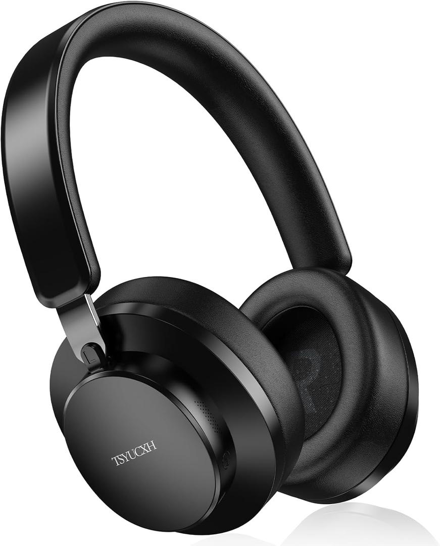Over Ear Headphones Wireless Bluetooth, Noise Cancelling Headphones Bluetooth with Microphone, Cancelling Wireless Headphone Over Ear, 65h Playtime, Clear Calls, Comfort Fit For Travel (Black)
