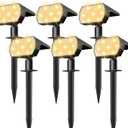 NYMPHY Solar Lights Outdoor Waterproof IP68, 56 LED 3 Lighting Modes Solar Powered Garden Yard Spot Solar Lights for Christmas Outside Landscape - Pack of 6 (Warm White)