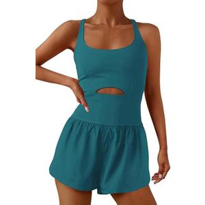 ReachMe Womens Running Onesie Workout Rompers Athletic Romper One Piece Outfits Exercise Jumpsuits Gym Yoga Clothes (Small)