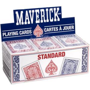 Maverick Playing Cards, Standard Index, Red and Blue, 12 Pack