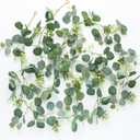 Mizii 2 Strands Artificial Vines Eucalyptus Garland 68" Fake Vine with Silk Leaves Green Garland Faux Hanging Plants Greenery Decoration for Bedroom Room Table Centerpieces Wedding Decor (Greenery