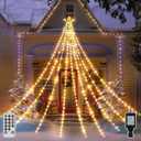 shineshine Christmas Lights 352LED 11.5FT, IP67 Waterproof Outdoor Christmas Decorations with 8 Lighting Modes, Remote Control Warm White Tree Lights for Outside Yard House, HG-6V221C