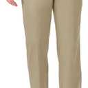 Haggar Men's Cool 18 Pro Straight Fit Flat Front Dress Casual Stretch Golf Pant (34W x 32L, Khaki)