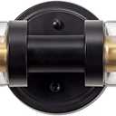 Bathroom Sconces Wall Lighting W/ Clear Glass, 2-Light Bathroom Vanity Light Fixtures, Modern Wall Lights for Mirror Living Room Hallway, Black and Gold Brushed Brass, E26 T10 Bulbs(Excluded)