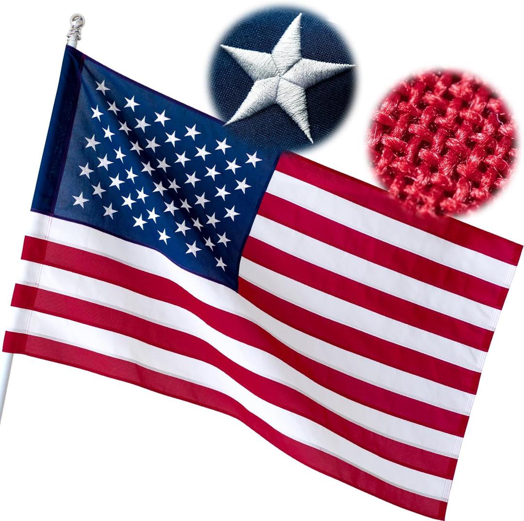 American Flag Pole Sleeve 3x5 ft Deluxe Super Tough Series, Heavy Duty Spun Polyester Flags for Outside, All Weather US Flag High Wind, TearProof Water Resistant for Outdoor Outside