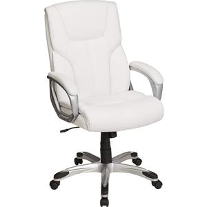 Amazon Basics Executive High Back Office Desk Chair, Adjustable Height, Tilt, Swivel, one Size, White/Pewter