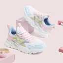 LUCKY STEP Girls Kid's Butterfly Running Sneaker Tennis Sparkle Mesh Athletic School Gym Lace-up Walking Shoes, Size 13 Kid