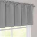 OWENIE Silver Grey Valances for Windows, Small Blackout Curtains for Kitchen Bedroom Living Room, Rod Pocket Privacy Modern Solid Short Window Treatment Valance Bathroom Panels, 60" Wx18 L,1 Piece