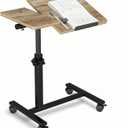 Overbed Table with Wheels Adjustable Height Beside Desk Rolling Hospital Over Bed Table Laptop Stand for Couch Tray Table Bed Sofa Side Table Computer Workstations-Coffee