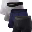 BAMBOO COOL Men's Underwear Boxer Briefs Fly with Built-in 3D Pouch Comfortable Cool Underwear for Men 4 Pack (Large)