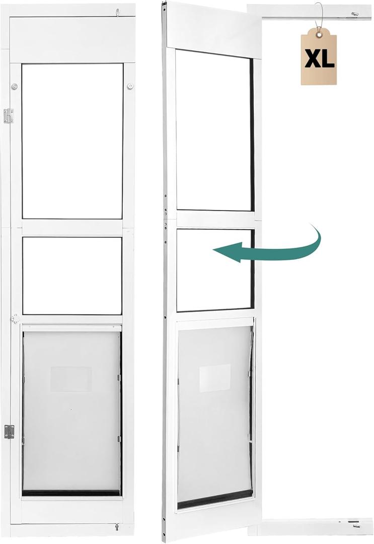 XL Dog Door for Sliding Glass Door - 81 3/4 Inch Doggy Door for Large - Extra Large Sliding Door Dog Door Insert - Left Open from Inside