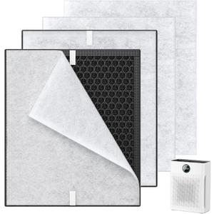 2 Pack PR1 Replacement Filter for Mooka Mode PR1 Air Purifier, H13 True HEPA Filter for Home Large Room up to 2200sq.ft, includes 4pcs Washable Pre Filter Removes Pollen Dander Smoke Pet Hair Dust