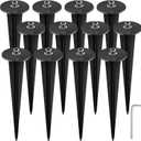 12 Packs Metal Threaded Spikes Solar Light Stakes Replacement LED Solar Lights Spike with 12 Hex Screws Solars Pathway Light Ground Spike for Outdoor Yard,Balcony
