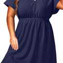 Pinup Fashion Plus Size Swimsuit Cover Up Women - Hollow Out V Neck Beach Dress Coverups (16W)