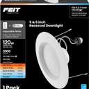 Feit Electric LED Recessed Downlight, 120W Equivalent, 5/6 Inch Retrofit Kit, Dimmable, 2000 Lumens, 90+ CRI, 22W, Adjustable Color Temperature, High Ceilings & Large Spaces Downlight, LEDR56XHO/6WYCA