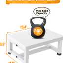 Step Stools for Adults Kids, Heavy Duty Non-Slip Wooden Stepping Stools with 500-LBS Capacity for Bedroom Kitchen Bathroom, Sturdy Bed Steps for High Beds with Rubber Feet, Easy to Assemble, White