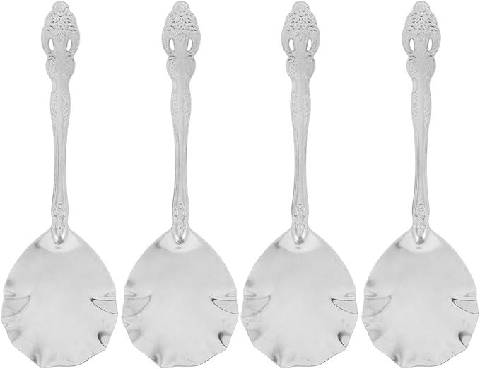 Cabilock 4Pcs Stainless Steel Serving Spoons 8.9 Inch Buffet Spoons for Kitchen Dining Stirring Dessert Coffee Ice Cream Sugar Tableware