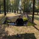 Night Cat Flat Lay Hammock Tent: Portable Lightweight Camping Hammock with Mosquito Net Waterproof Rainfly for Adults 1 Person Outdoor Camping Green 86.6"L x 55.1"W x 33.4"H