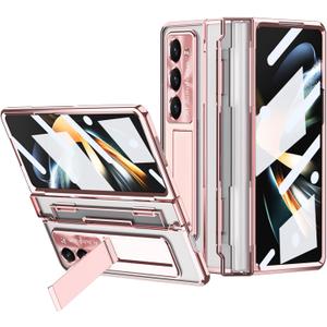 Case for Samsung Galaxy Z Fold 5 2023, One-Piece Housing Hinge Protection Clear Z Fold 5 Case with Kickstand, Build-in Screen Protector (Rose Gold) Case for Samsung Galaxy Z Fold 5 2023, One-Piece Housing Hinge Protection Clear Z Fold 5 Case with Kickstand, Build-in Screen Protector (Rose Gold)