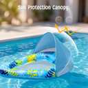 Novabright 2 Pack Pool Float with Canopy, XL Pool Chair Lounge with Adjustable Sun Shade Cover, Inflatable Float Lounge for Adults Swimming Beach Lake Water(Blue,Green)