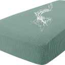 hyha Waterproof Couch Cushion Covers for Pets, Non Slip Sofa Seat Cover for Dogs Washable, Soft Thick Stretch Jacquard Fabric, Sofa Slipcovers with Elastic Bottom (1 Piece for Large, Green)