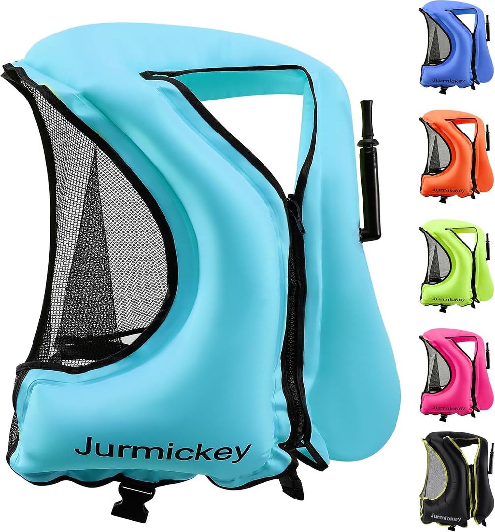 Snorkel Vest for Adults, Inflatable Snorkeling Vest for Men & Women, Portable Swim Jacket & Buoyancy Vest for Snorkeling, Swimming, Kayaking, Boating