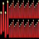 48 Pcs Flameless LED Taper Candles Battery Operated Candles 4 Sizes of 8.5'', 9.65'', 10.83'', 12.8'' Flameless Candlesticks Flickering for Halloween Christmas Church Wedding (Red)