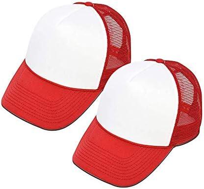 MR.R Sublimation Blanks Polyester Mesh Cap Mesh Hat Two Tone Trucker Summer Mesh Cap with Adjustable Snapback,2pcs per Pack (6 1/4-7, Red) MR.R Sublimation Blanks Polyester Mesh Cap Mesh Hat Two Tone Trucker Summer Mesh Cap with Adjustable Snapback,2pcs per Pack (6 1/4-7, Red)
