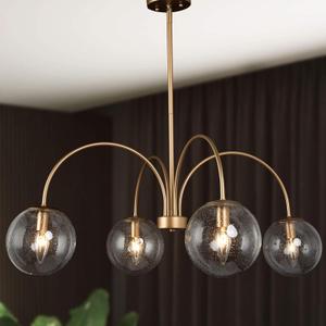 classy leaves Chandeliers for Dining Rooms, 33 Modern Gold Chandelier, Large Globe Pendant Light Fixtures with Globe Seeded Glass Shade for Living Room, Bedroom & Kitchen, Dark Golden Finish