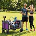 Portable Collapsible Wagon, Foldable Cart with Removable Side, 29"D x 18"W x 40"H