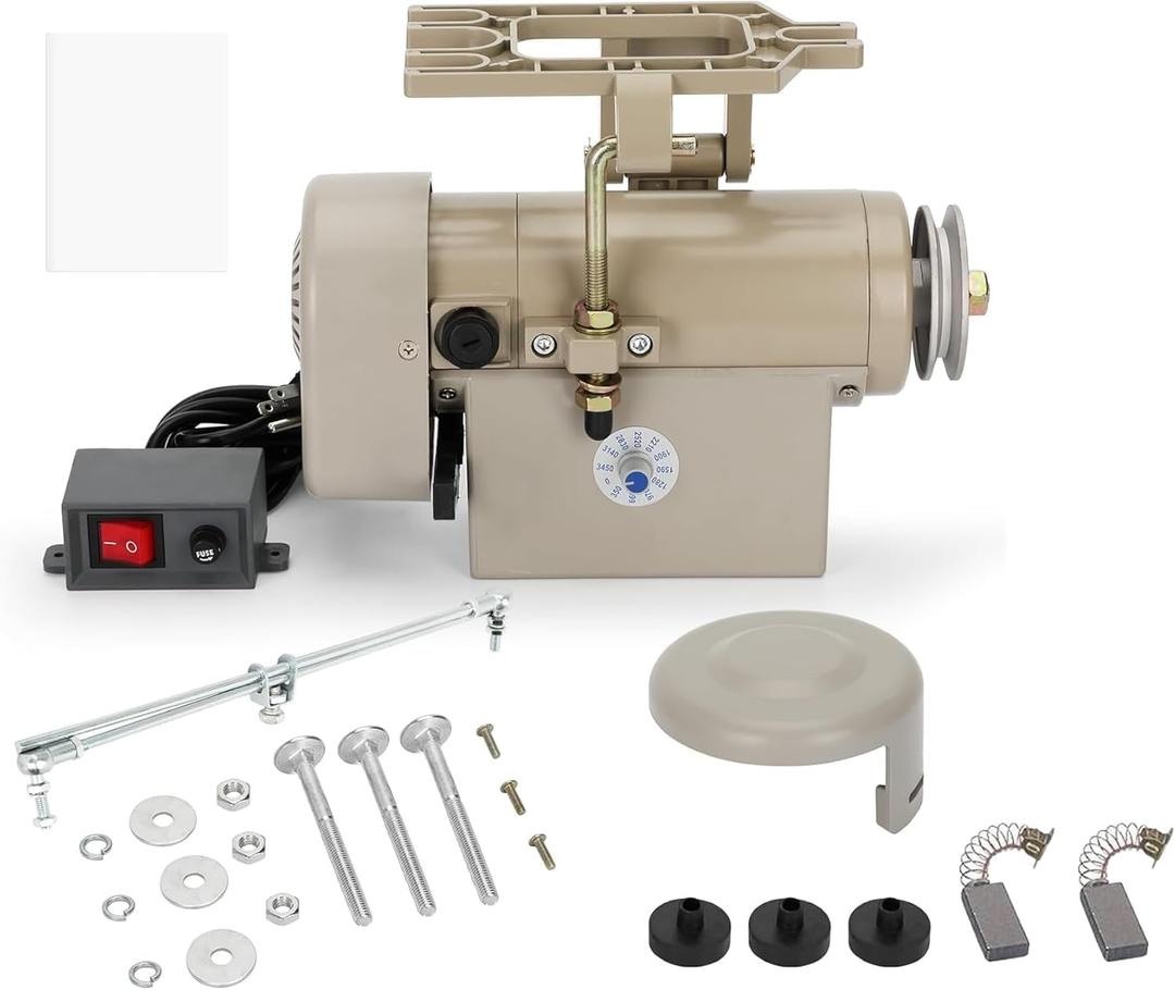 Sewing Machine Servo Motor, 750W Electric Servo Motor, AC110V, 3/4HP, 3450RPM，Industrial Servo Motor with Carbon Brush, Energy Efficient, Quiet Operation, Instructions